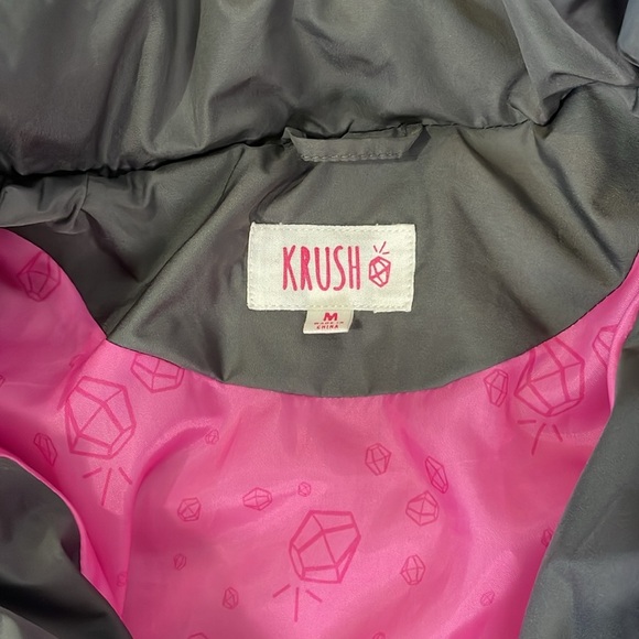 Grey Medium Winter Jacket Coat with Attached Cozy Hood Pink Interior - Picture 8 of 12